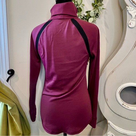 Nike Aeroreact L/S Athletic Turtleneck Pullover, Maroon with Thumb Holes XS - Picture 2 of 14